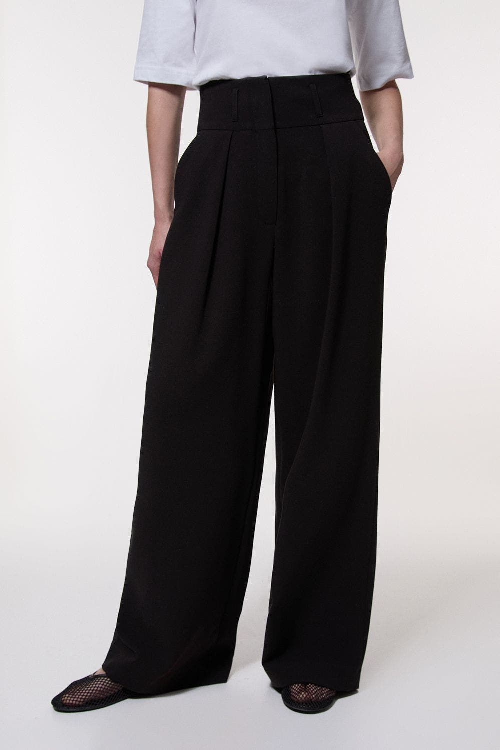 Karen Millen Petite Tailored Wide Leg Trouser In Black