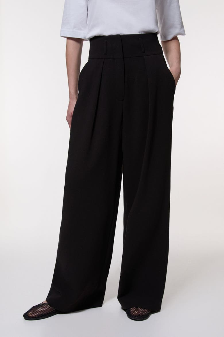 Petite Tailored Wide Leg Trouser, Main, color, Black