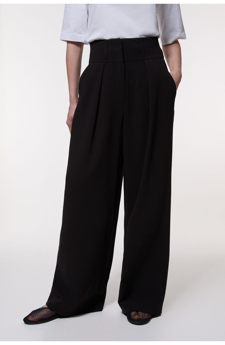 Karen Millen Petite Tailored Wide Leg Trouser, Main, color, Black