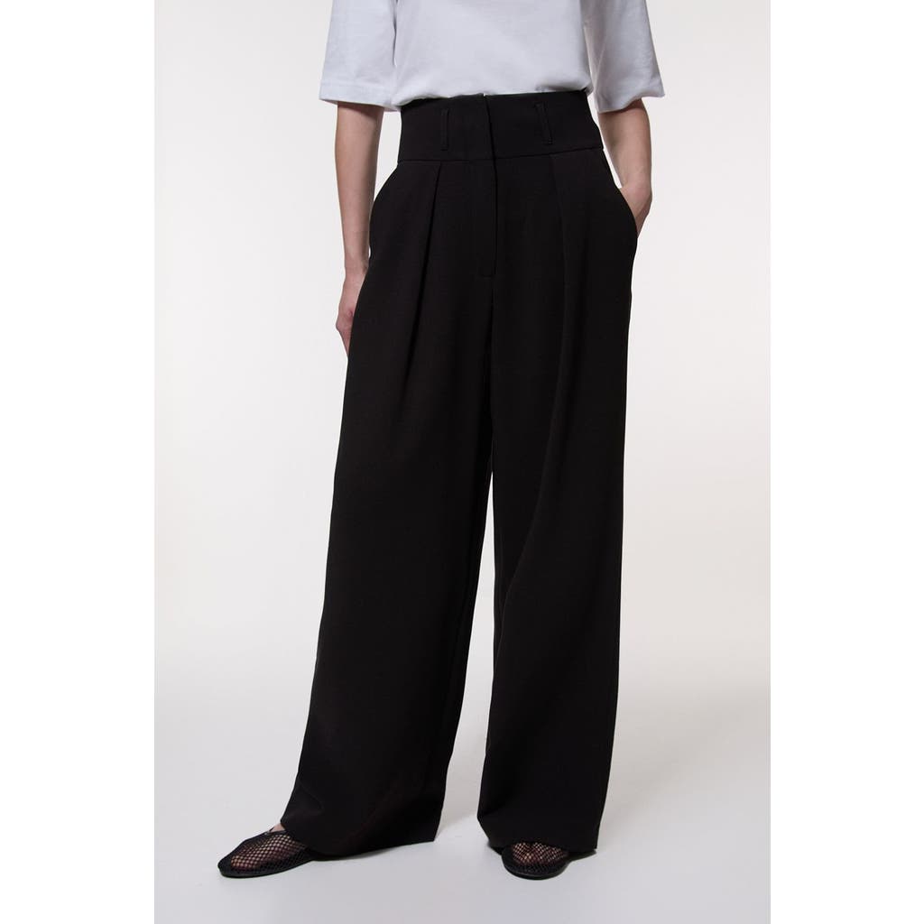 Karen Millen Petite Tailored Wide Leg Trouser In Black