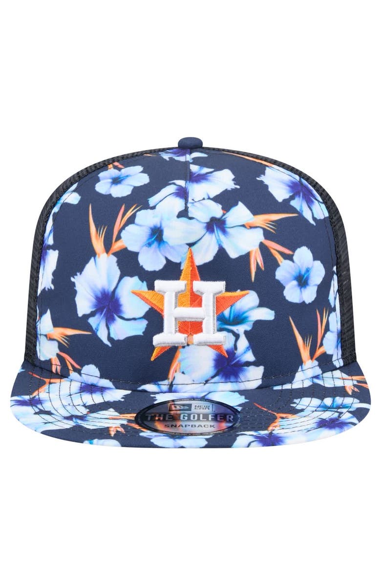 New Era Men's New Era Navy Houston Astros Adventure Pattern Golfer Trucker Snapback Hat, Alternate, color, Navy