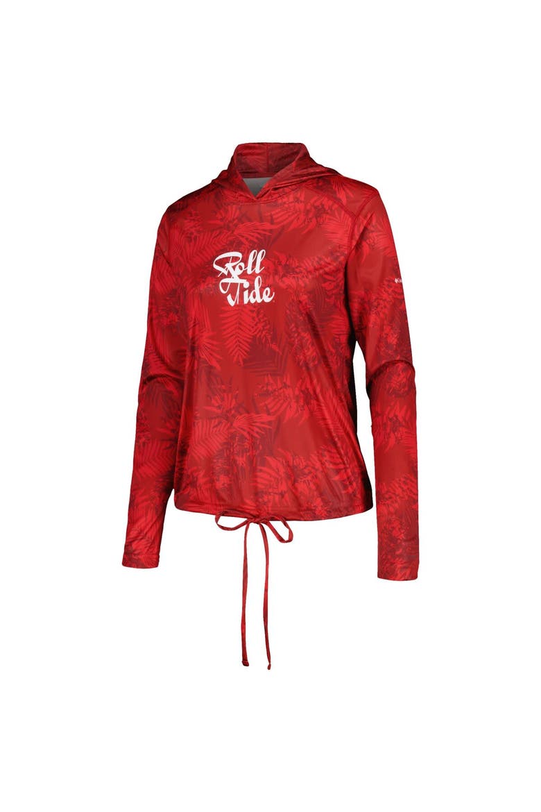 Women's Columbia  Crimson Alabama Crimson Tide Summerdry Printed Long Sleeve Hoodie T-Shirt, Alternate, color, Crimson