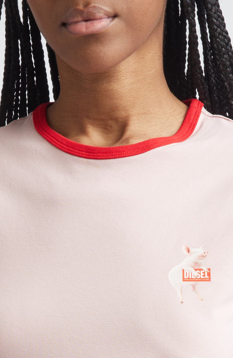 DIESEL<sup>®</sup> T-Uncuties Pig Logo Graphic Ringer T-Shirt, Alternate, color, Mauve