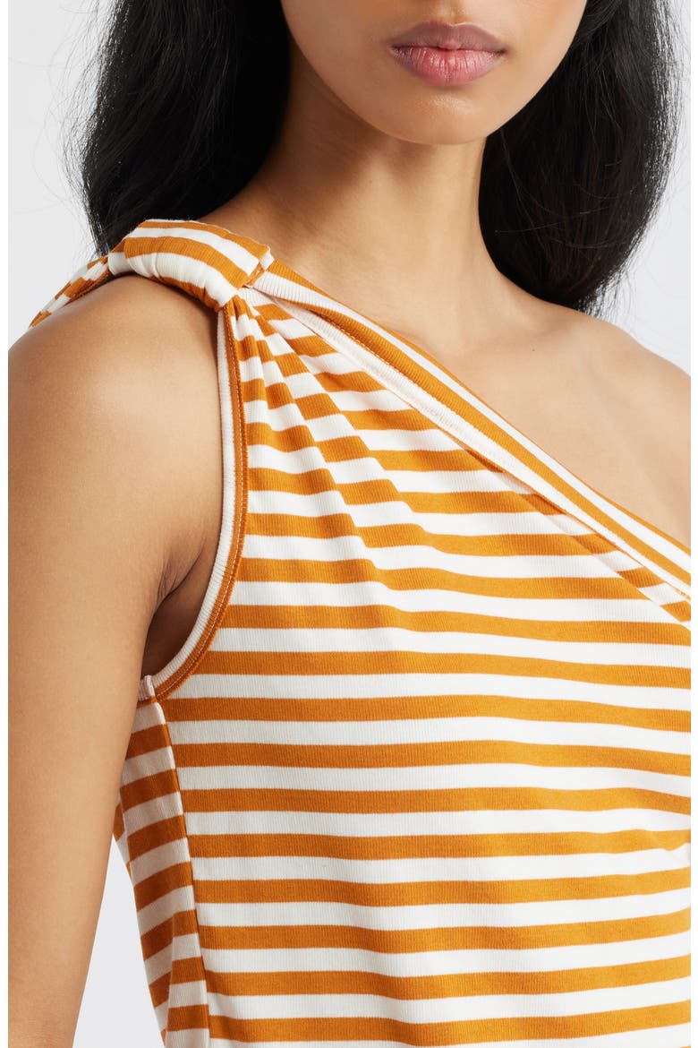 Knot My Vibe One-Shoulder Asymmetric Top, Alternate, color, BUTTER PECAN COMBO