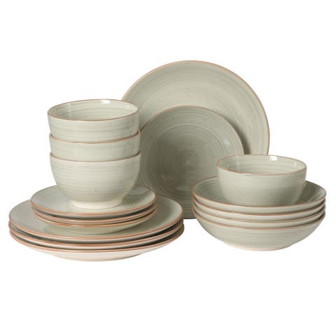 Stonebury 16-Piece Handpainted Stoneware Dinnerware Set