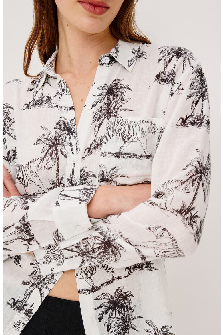 Charli Linen Blend Button-Up Shirt, Alternate, color, IVORY BENGAL