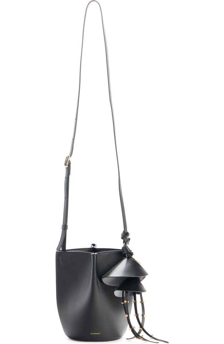 Givenchy Nano Snap Calfskin Bucket Bag, Alternate, color, Black