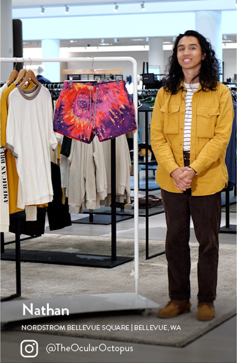 Bright Tie Dye Shortie Swim Trunks, sales video thumbnail