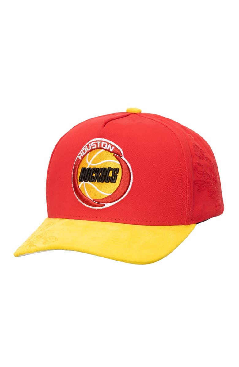 Mitchell & Ness Men's Mitchell & Ness Red/Yellow Houston Rockets May Flowers Adjustable Hat, Main, color,