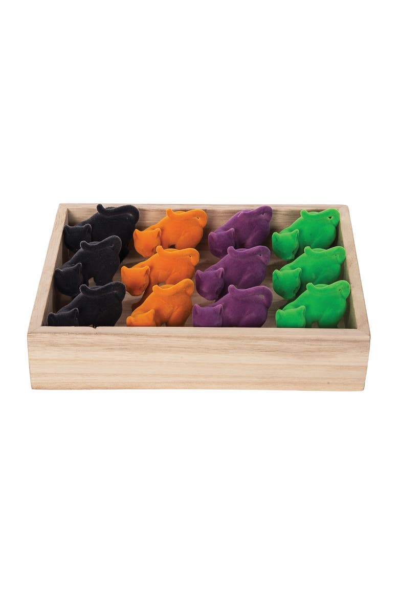 Flocked Scaredy Cat In Box Figurines Assortment of 12, Alternate, color, Orange