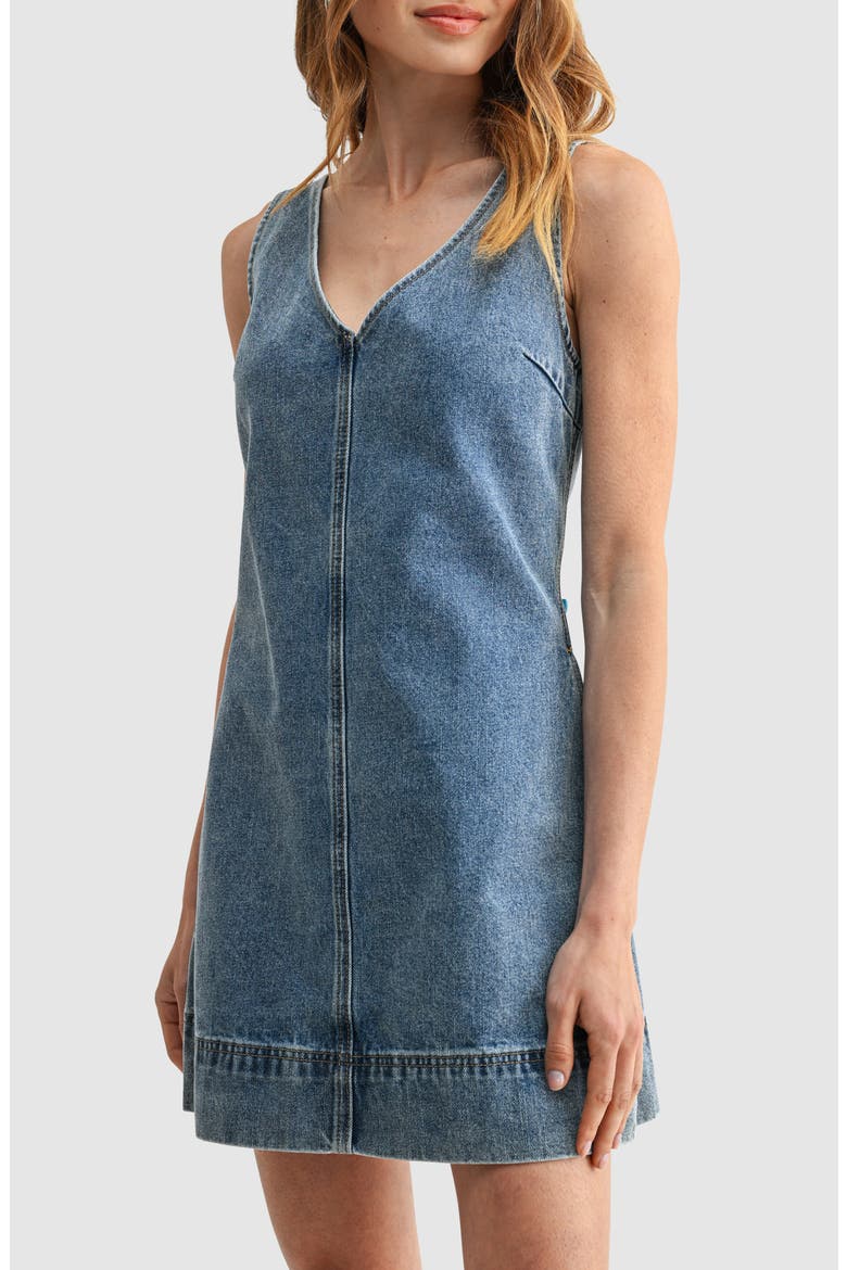 V-Neck Denim Minidress, Alternate, color, DENIM