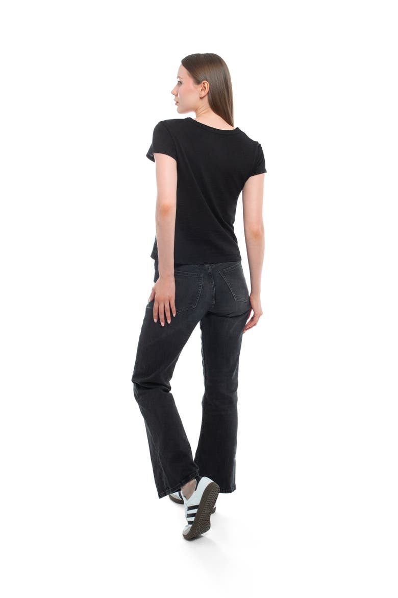 V-Neck Short Sleeve Baby Tee, Alternate, color, Black