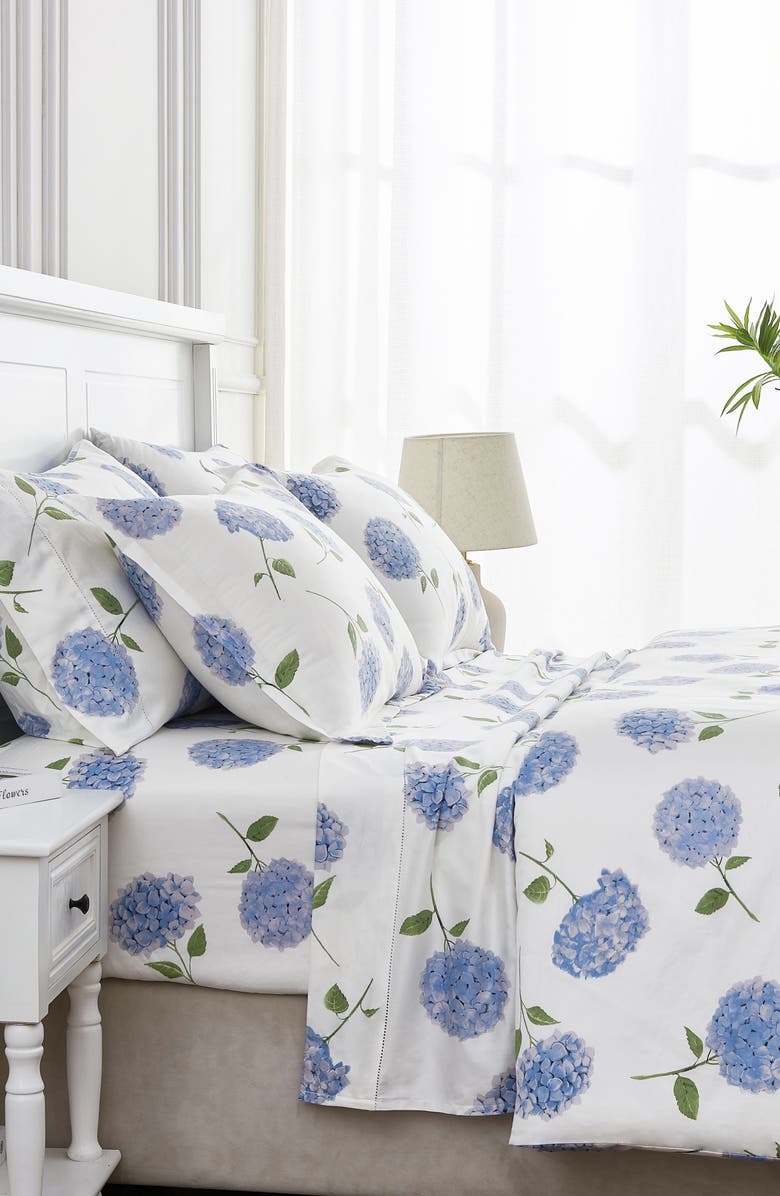 MELANGE HOME Hydrangea 400 Thread Count Cotton Duvet Set, Alternate, color, Blue