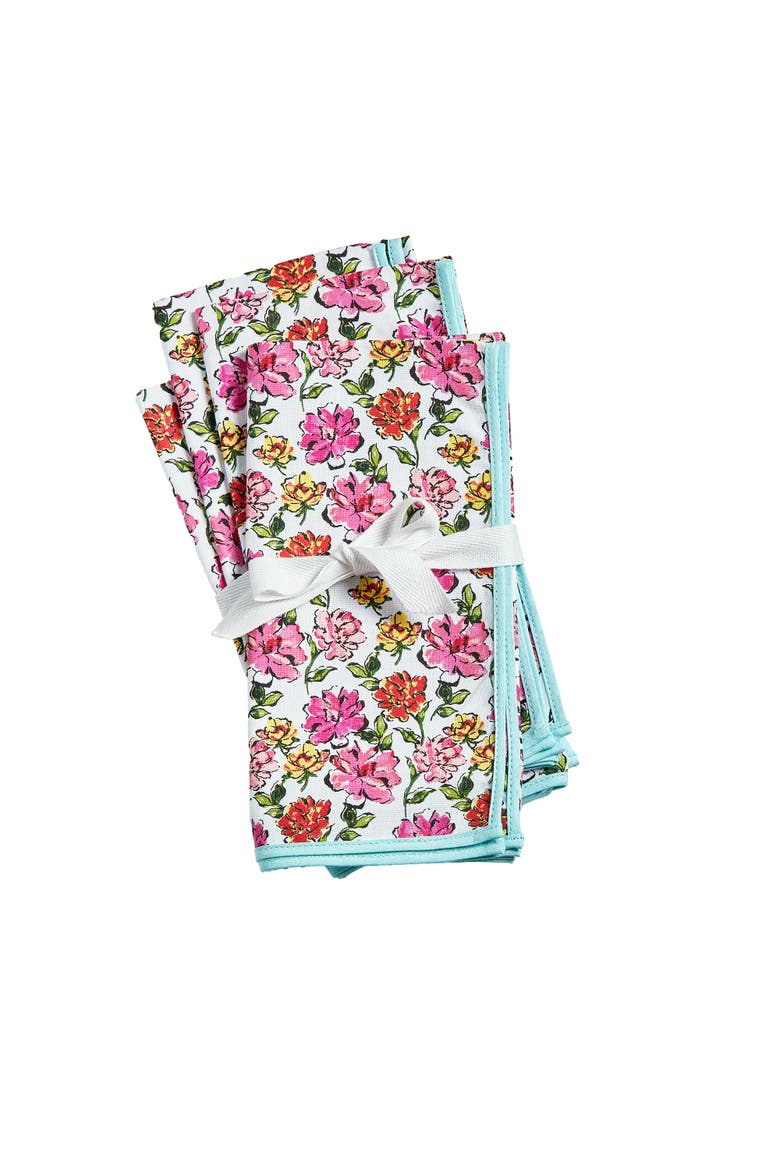 In Bloom Floral Napkin S/4 Multi Cotton Spring, Main, color, Pink