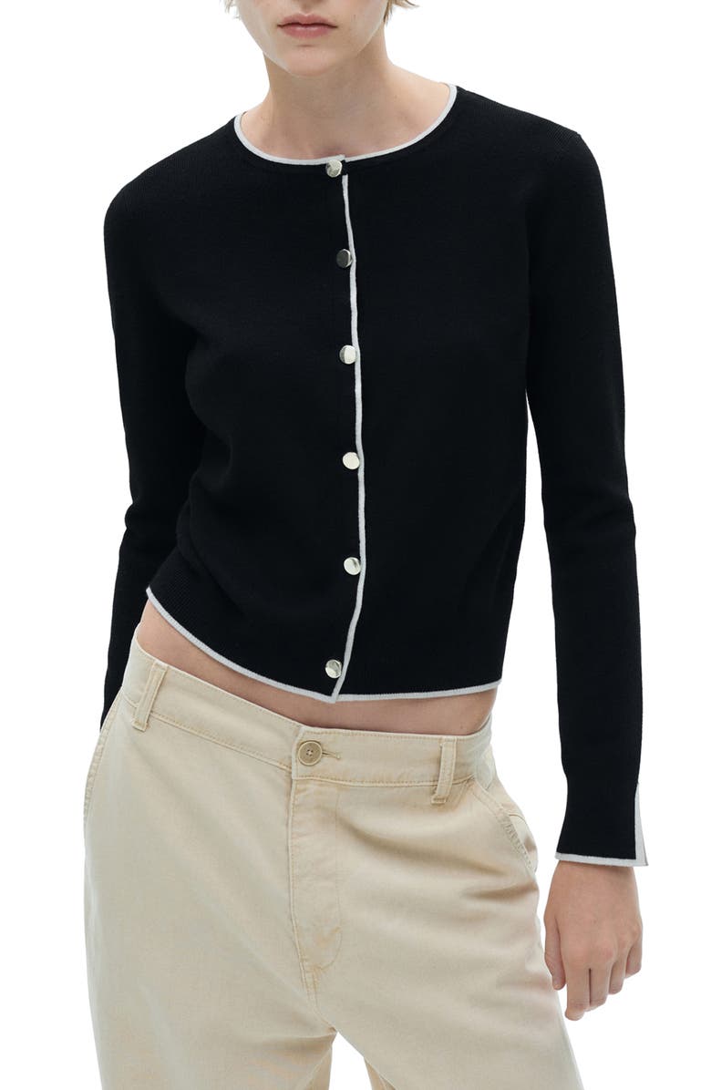 MANGO Contrast Trim Cardigan, Main, color, 