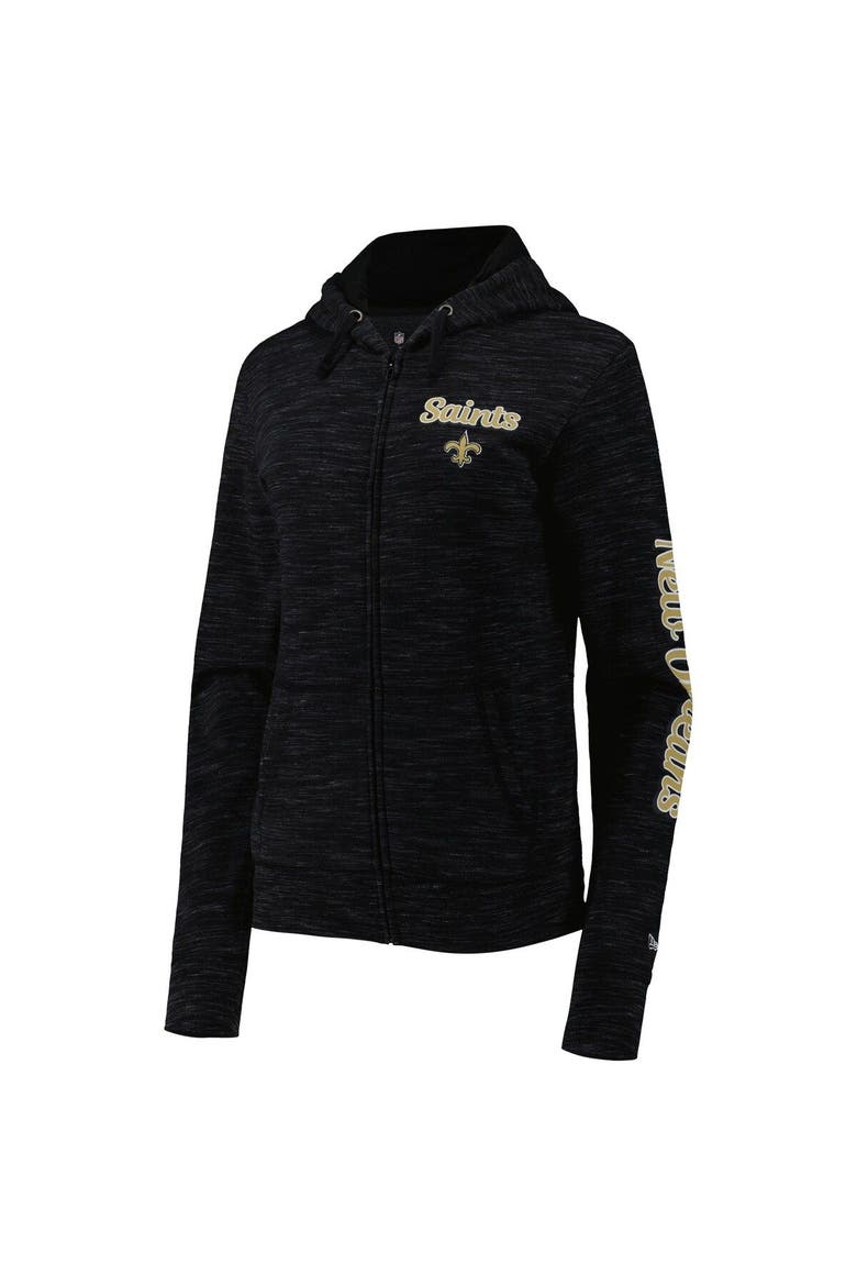 Women's New Era Black New Orleans Saints Reverse Space-Dye Full-Zip Hoodie, Alternate, color, Black