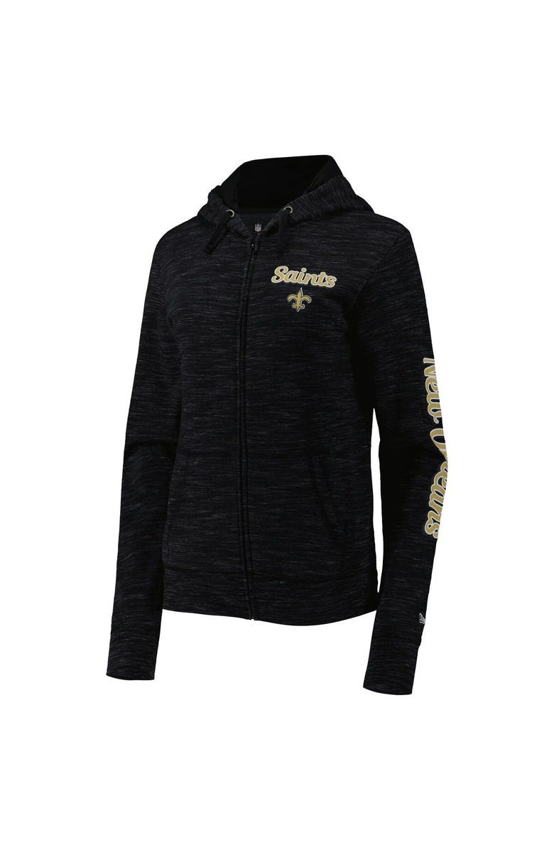 New Era Women's New Era Black New Orleans Saints Reverse Space-Dye Full-Zip Hoodie, Alternate, color, Black