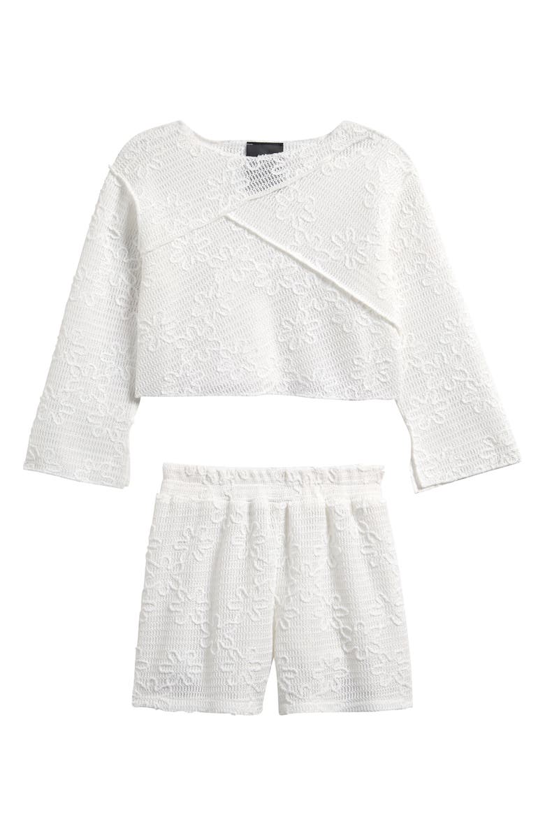 Ava & Yelly Kids' Twist Front Crop Top & Shorts Cover-Up Set, Main, color, 