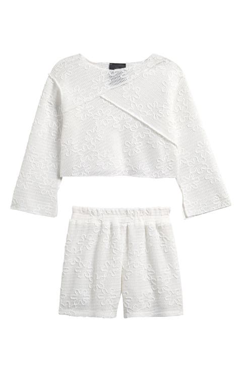 Kids' Twist Front Crop Top & Shorts Cover-Up Set (Big Kid)