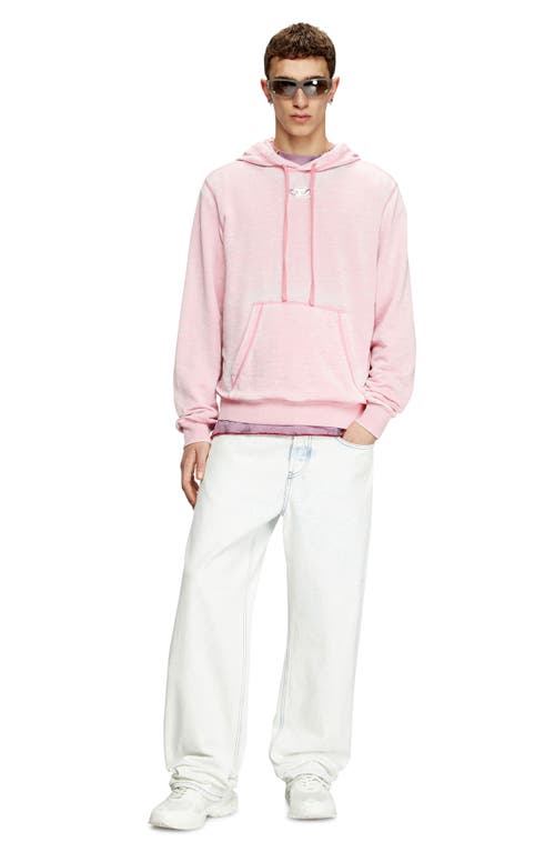 Diesel Burnout Hoodie With Metal-look Logo In Pink
