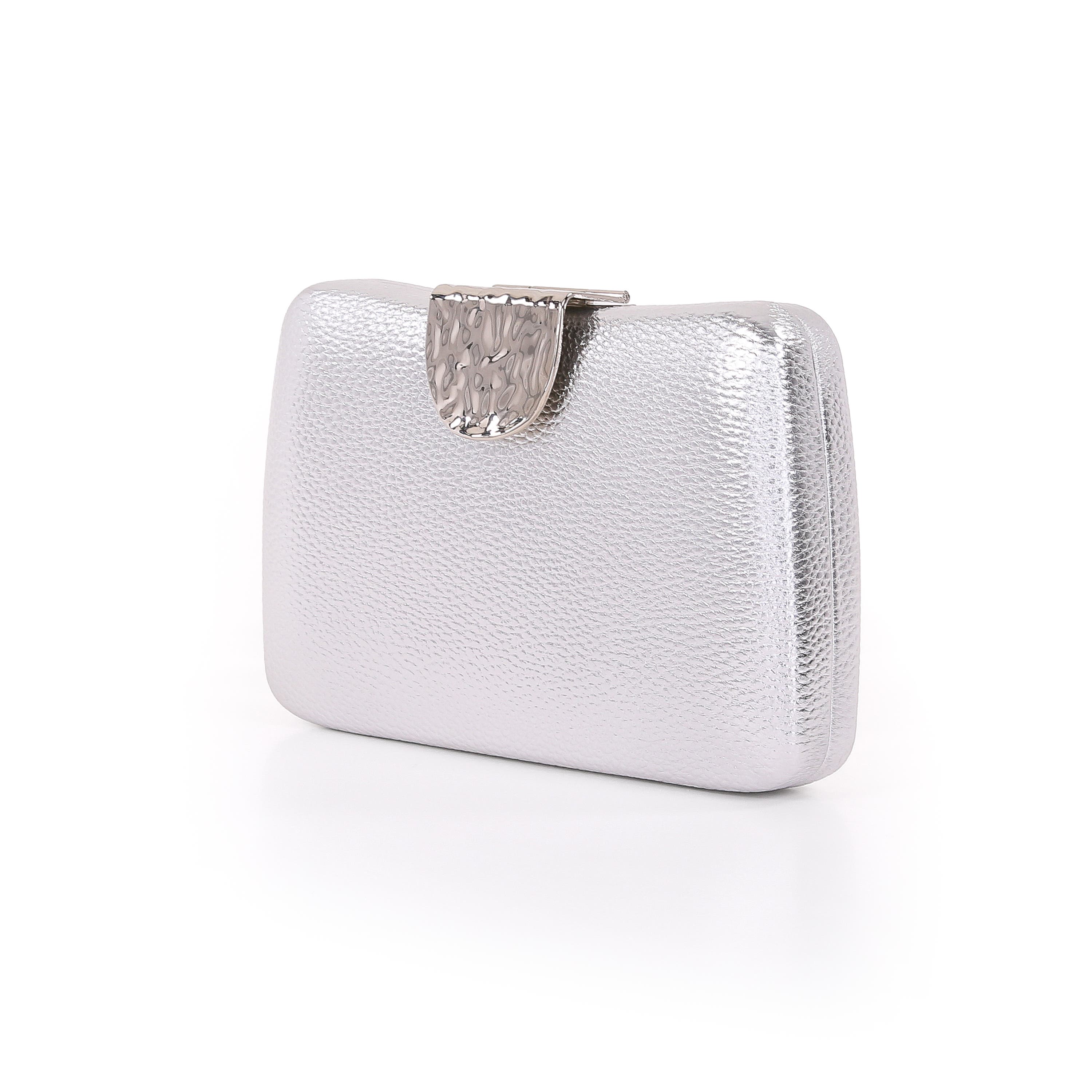 Tatum Faux Leather Clutch, Alternate, color, Silver