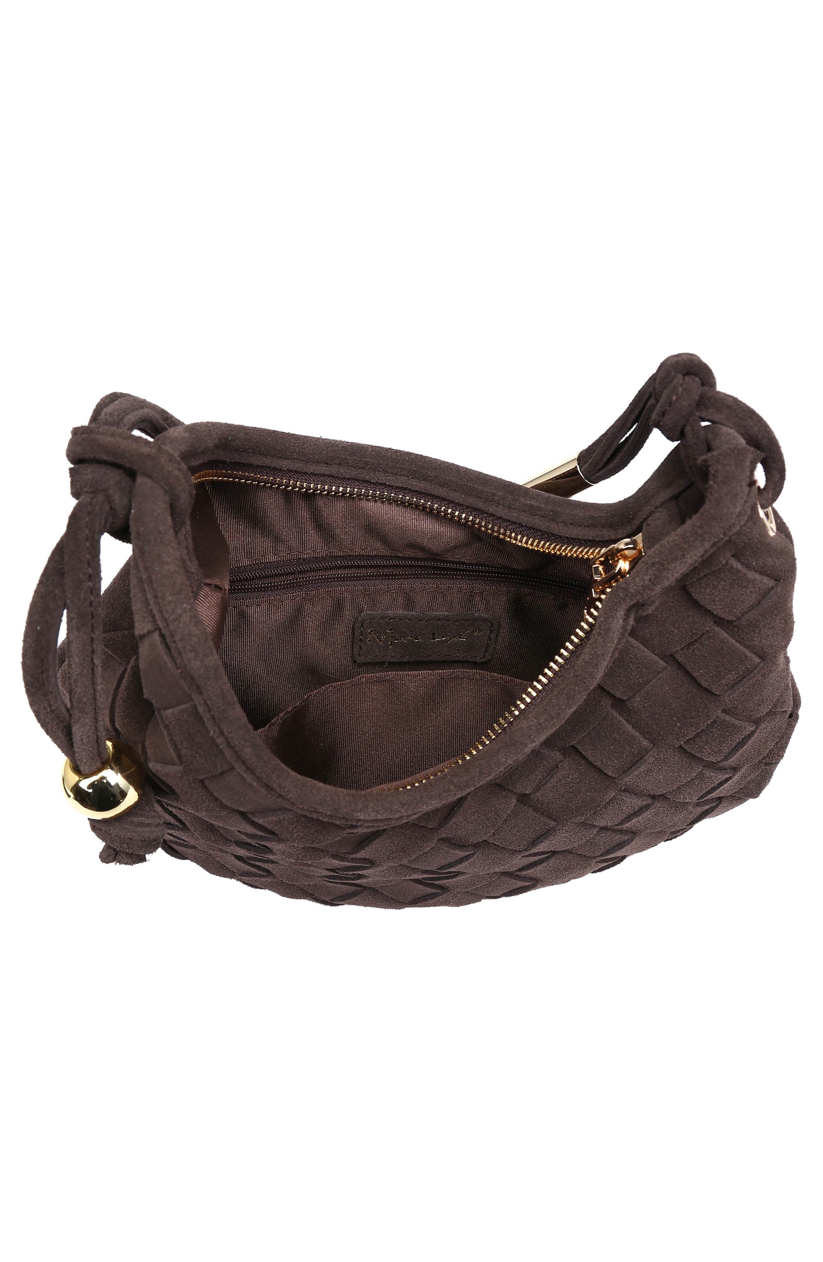 MODA LUXE Woven Leather Shoulder Bag, Alternate, color, Chocolate