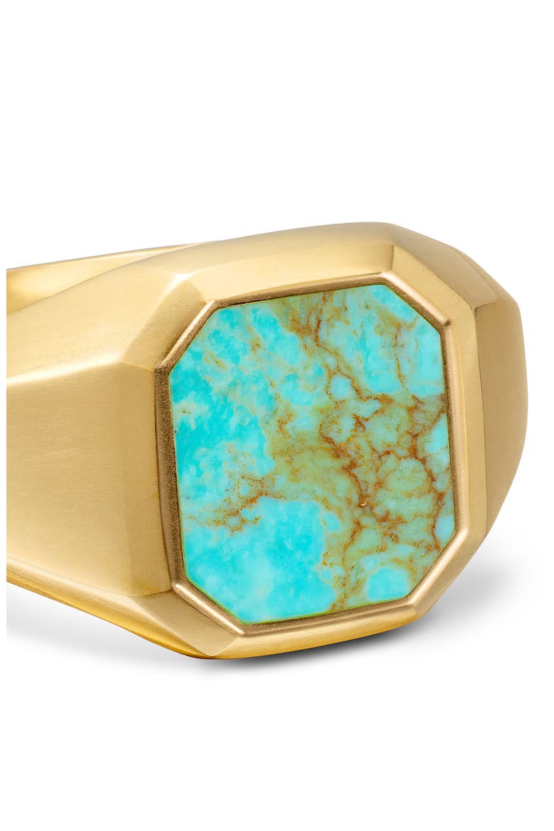 Streamline Signet Ring in 18K Yellow Gold with Turquoise, 14mm, Alternate, color, GOLD