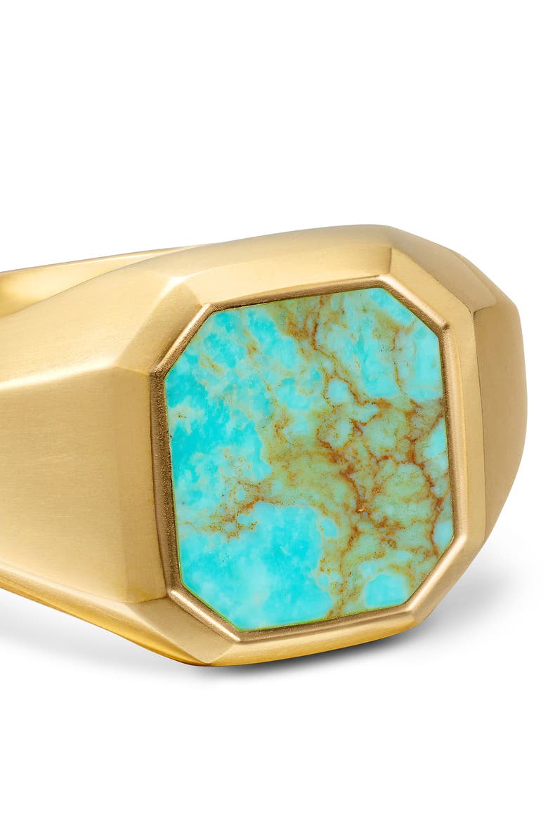 David Yurman Streamline Signet Ring in 18K Yellow Gold with Turquoise, 14mm, Alternate, color, Gold