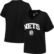 PROFILE Women's Profile Black Brooklyn Nets Plus Size Arch Over Logo V-Neck T-Shirt