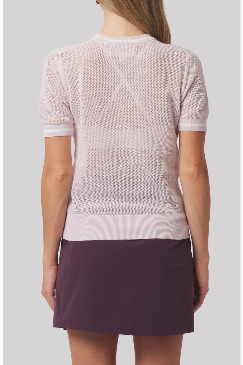 Sydney Cotton Mesh Golf T-Shirt, Alternate, color, PETAL PINK/ WHITE