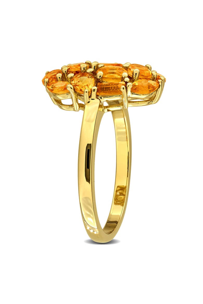 Gemstone Cluster Oval Cocktail Ring, Alternate, color, Citrine/Yellow-Plated Silver