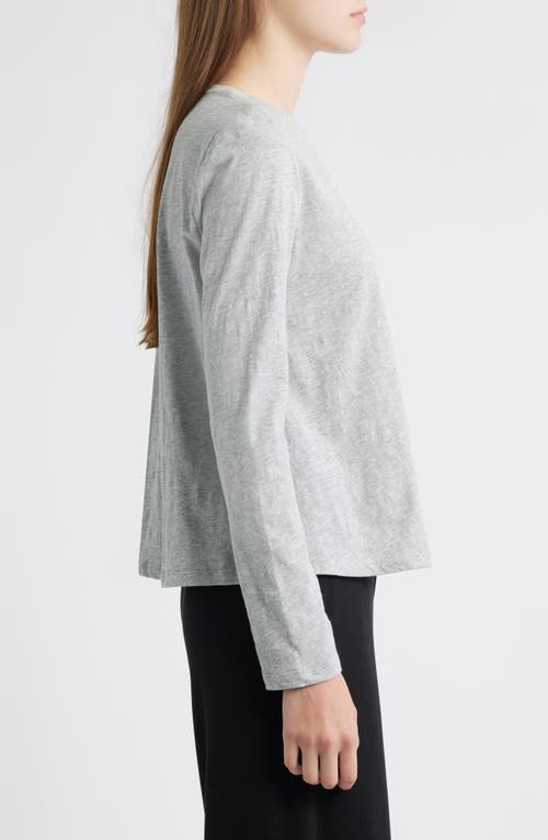 Eileen Fisher Organic Cotton Long Sleeve T-shirt In Gray