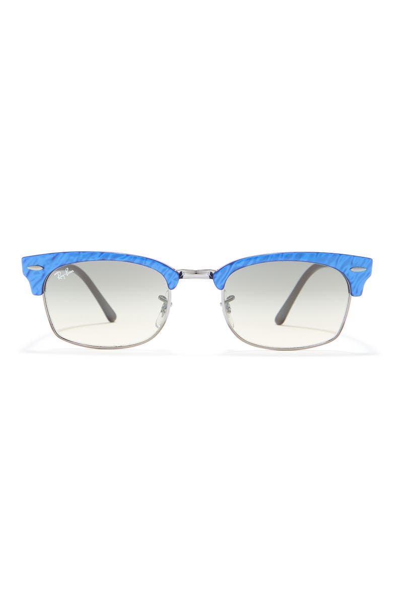 52mm Gradient Rectangle Sunglasses, Main, color, WRINKLED BLUE BROWN/ GRAD GREY