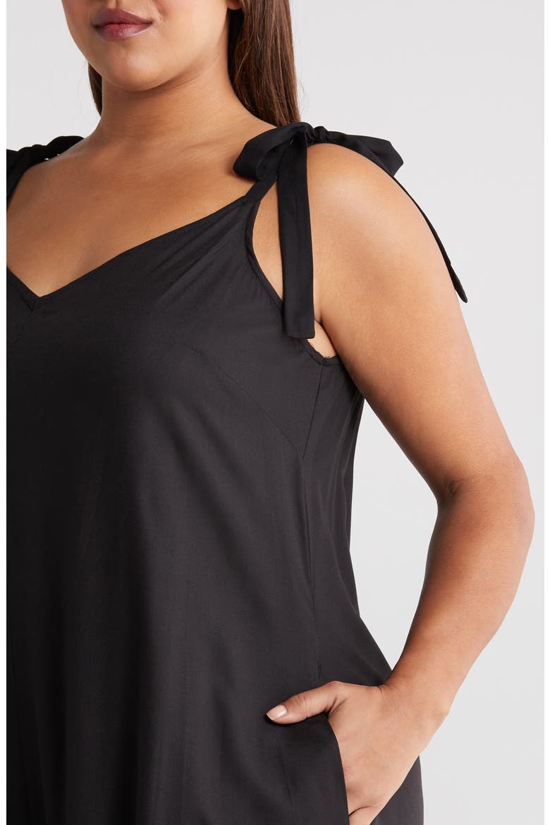 Tie Strap Crop Wide Leg Jumpsuit, Alternate, color, RICH BLACK