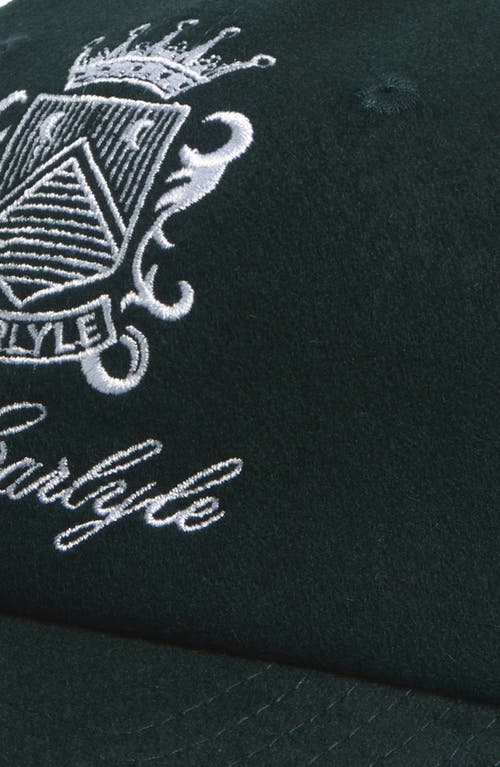 Sporty And Rich Sporty & Rich X The Carlyle Crest Embroidered Wool Baseball Cap In Forest