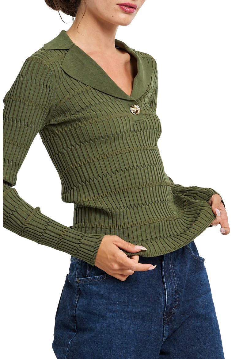 Millia Collar Rib Top, Alternate, color, GREEN