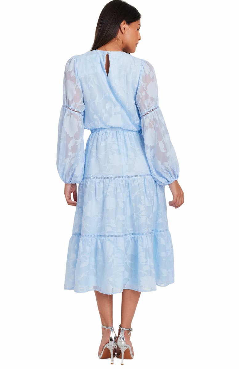 QUIZ Jacquard Midi Dress with Balloon Sleeve, Alternate, color, Pale Blue