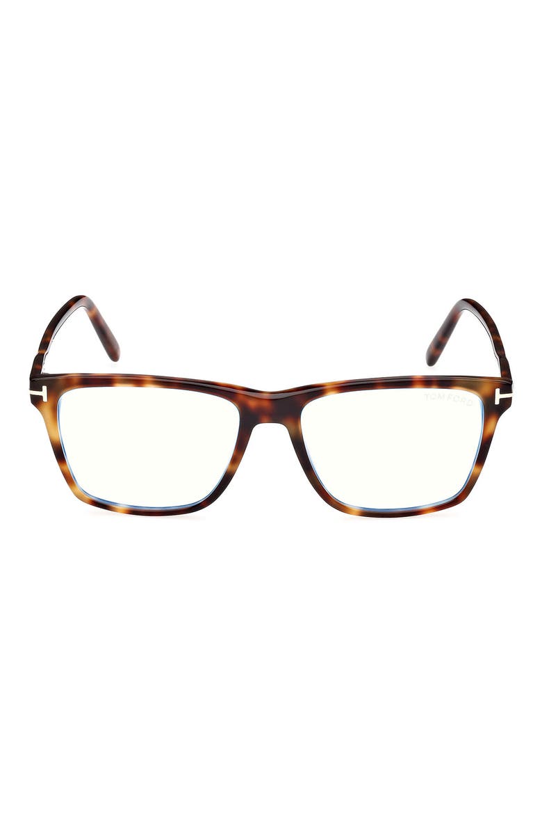 56mm Square Blue Light Blocking Glasses, Main, color, BROWN HAVANA