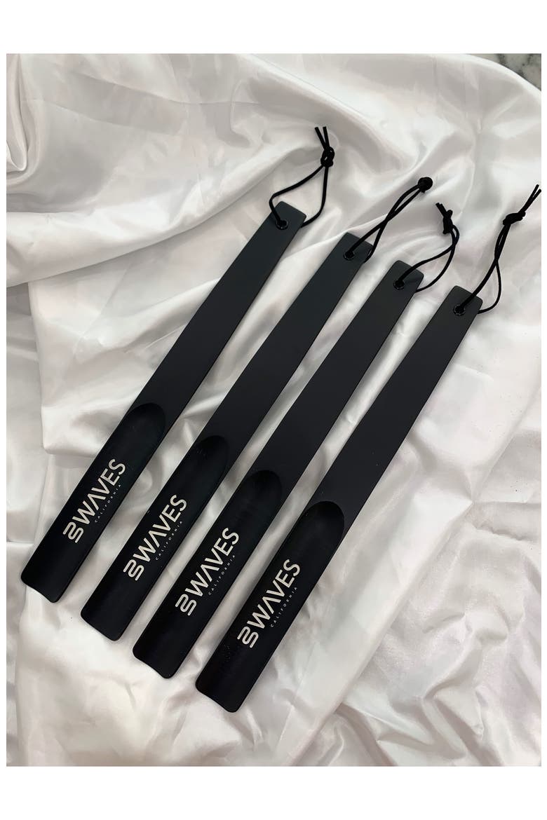 15" Laser Etched Natural Wood Shoehorn, Alternate, color, BLACK