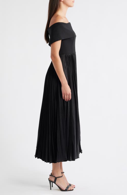 Hutch Stockton Off The Shoulder Pleated Dress In Black