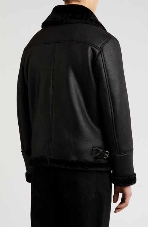 Braveman Faux Shearling Lined Bomber Jacket In Black