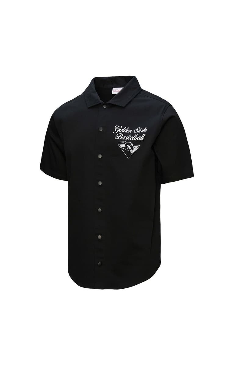 Mitchell & Ness Men's Mitchell & Ness Black Golden State Warriors Hardwood Classics Camp Shirt, Alternate, color, Black