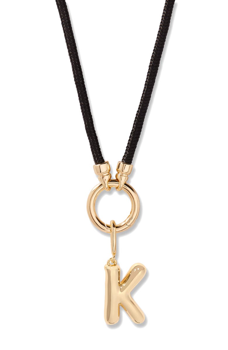 Brook and York Kai Initial Charm Necklace, Main, color, Gold/ Black K