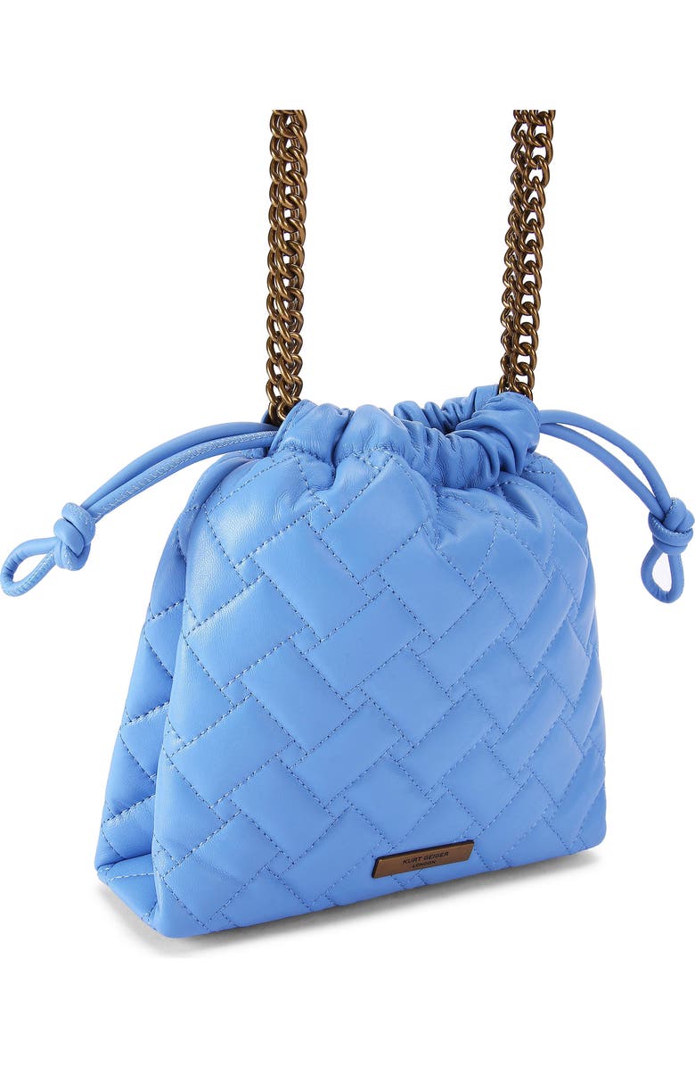 Kurt Geiger London Small Kensington Drawstring Quilted Leather Shoulder Bag, Alternate, color, Medium Blue