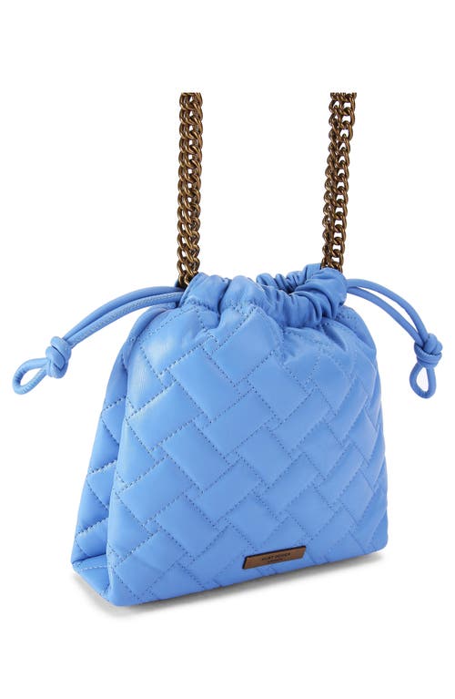 Kurt Geiger London Small Kensington Drawstring Quilted Leather Shoulder Bag In Medium Blue