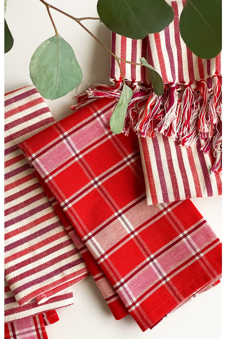 Handwoven Holly Cotton Napkin Set of 4, Alternate, color, Red Plaid