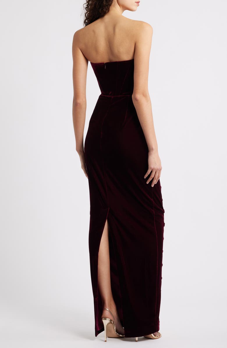 SAU LEE Vesper Strapless Velvet Gown, Alternate, color, Bordeaux