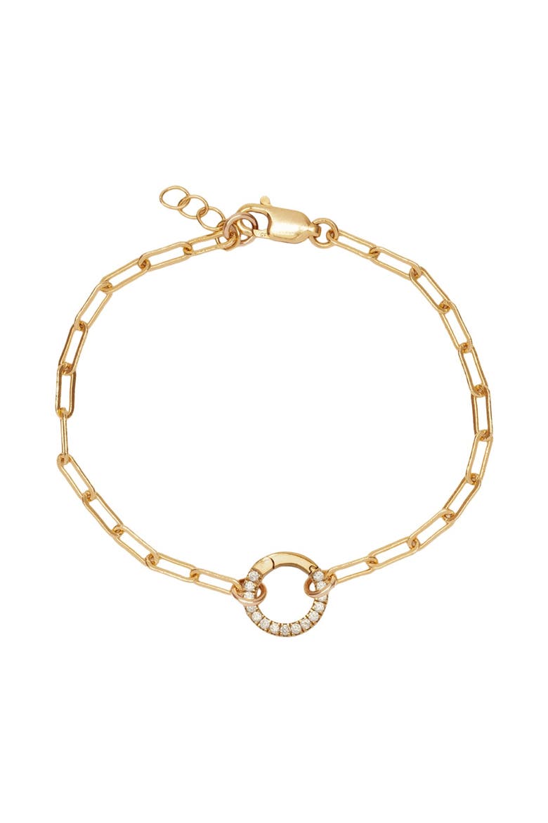 Jude Charm Bracelet with CZ Link Lock, Main, color, Gold Filled