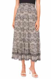 Halogen® Tiered Smocked Midi Skirt