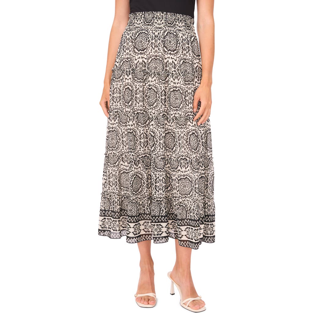 Halogenr Halogen(r) Tiered Smocked Midi Skirt In Black